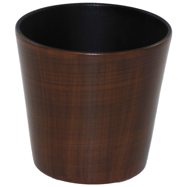 Keramik Übertopf Korfu mit Bali Holzdekor